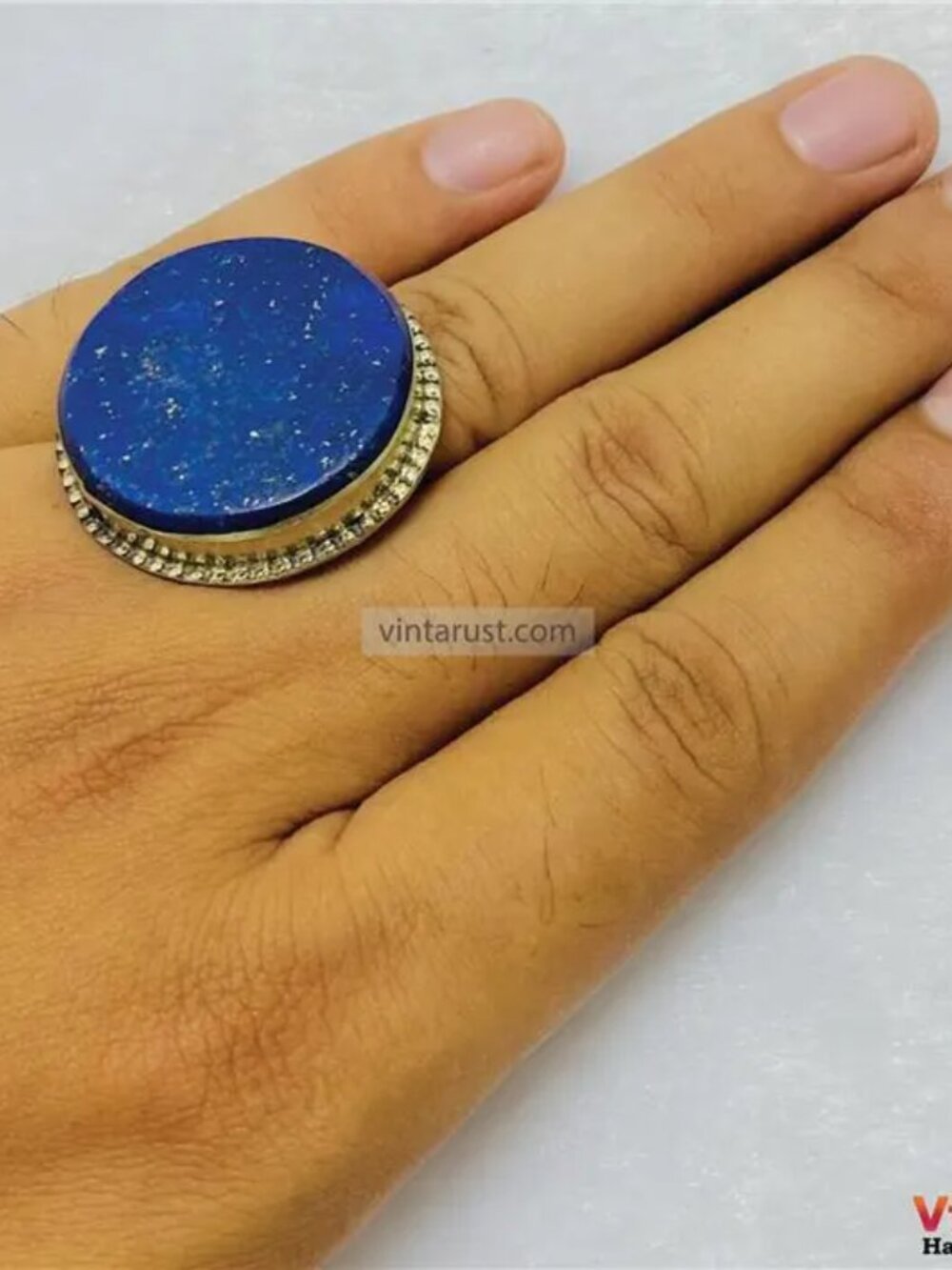 Round Lapis Lazuli Stone Ring: Unisex Gemstone Ring For Gift